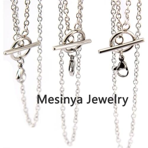 18 24 30'' 3mm width Stainless steel flat oval toggle chain for floating charm glass locket pendant necklace
