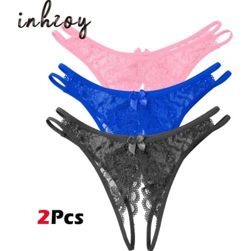 2Pcs Men Wome Sexy Thongs No Show Panties Underwear Low Rise T-Back Underpants
