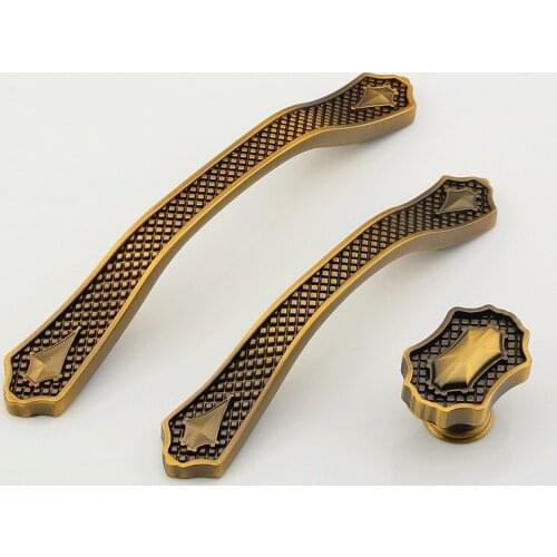 2 pcs Retro Drawer Handles Dresser Pull Knob Cupboard Knobs Bronze Cabinet Kitchen Handle Furniture Hardware