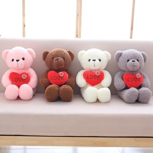 40/50/60 Soft Teddy Bear Plush Toy Stuffed Animal Bear With Love Heart Placating Toy For Wedding Or Valentines Day Gift