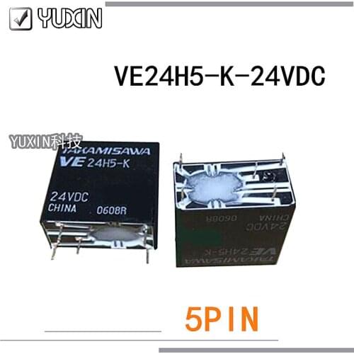5PCS/LOT 100%Original&New Relay VE24H5-K 24V VE-24H5-K-24VDC VE-24H5-K 24VDC VE 24H5 K 24VDC 5PINS 5A