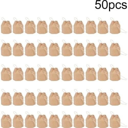 50Pcs Innovative DIY Paper Candy Box Gift Bag With Hemp Rope For Wedding Party Baby Shower Birthday Party