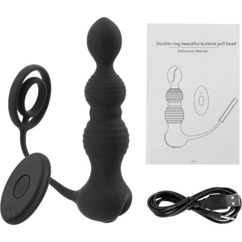 10 Mode Anal Vibrator Delay Ejaculation Sex Toys for Men Women Sex Product Double Ring Pull Beads Butt Plug Prostate Massage