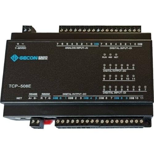 8-channel AI analog acquisition, 8-channel DI switch input, 12-channel DO relay output Modbus RTU, compatible with RS485+232