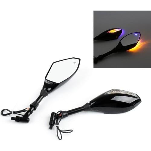 Topteng 10mm Motorcycle LED Turn Signal Rearview Side Mirrors For Honda For Suzuki For Cruiser Motorcycle Accessories Parts