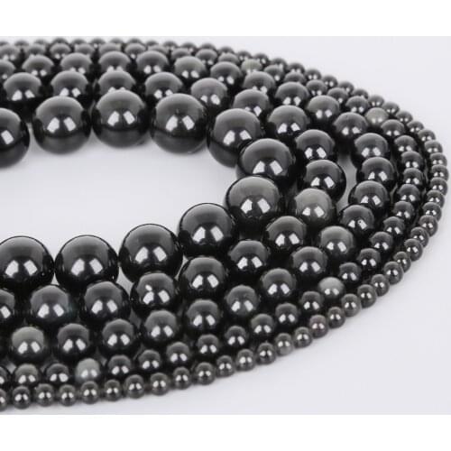 Natural Black Obsidian Stone Beads 4 6 8 10 12mm 15" Dyed Color Round Loose Beads For Jewelry Making DIY Necklace&Bracelet
