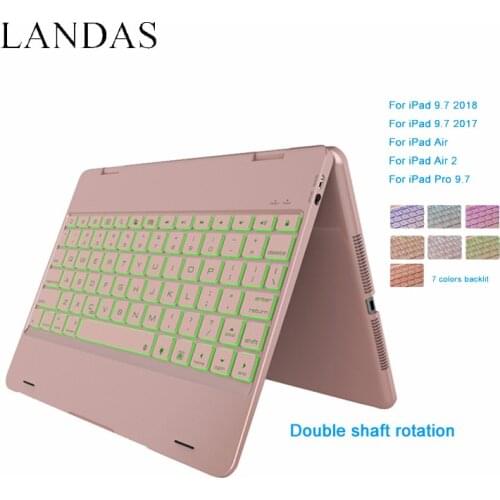 Landas For iPad Air 2 Keyboard Case Bluetooth Wireless LED Backlit Keyboard Cover For iPad Air A1566 A1567 Tablet 9.7 Inch