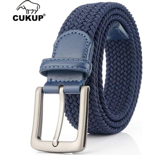 CUKUP Unisex High Quality New Knitted Canvas Elastic Belt Pin Styles Buckle Metal Jeans Accessories for Men Multicolor CBCK141