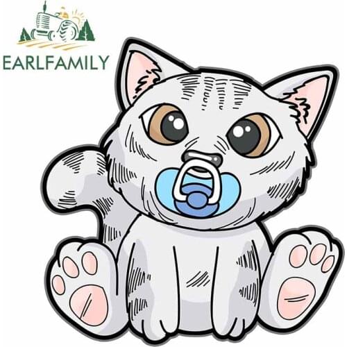 EARLFAMILY 13cm x 12.6cm For Baby KITTEN BINKIE Fashion Car Stickers Repair Decal Vinyl Material Decals Bumper Decoration