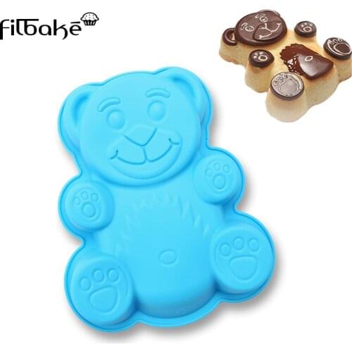 FILBAKE Large Bear Cake Baking Tray Silicone Cake Baking Tool Mold Baking Tray Oven Easy To Release Mold High Temperature