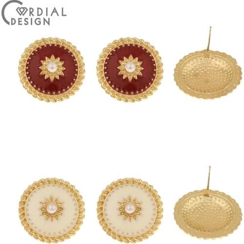 Cordial Design 100Pcs 19*19MM Earring Findings/Paint Effect/Flower Shape/Earrings Stud/DIY/Imitation Pearl/Jewelry Accessories