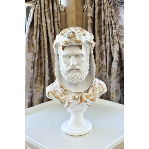 Hercules Bust Sculpture Trinket Decoration Home Office White Gold