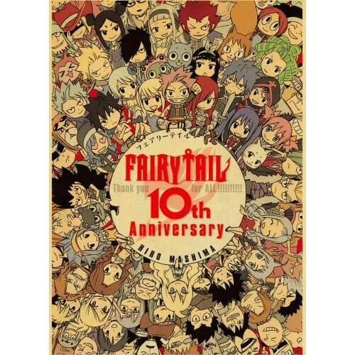 Japanese Anime Fairy Tail Retro Painting Art Home Decor Quality Canvas Poster Cafe Living Bedroom Kids Room Wall Decor Picture