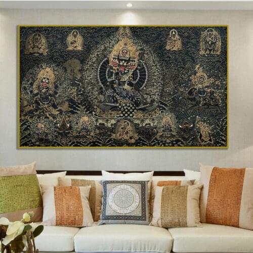 Thangka Buddha Tibetan India Chinese Religion Style Canvas Painting Prints Poster Art Wall Picture for Living Room Home Decor