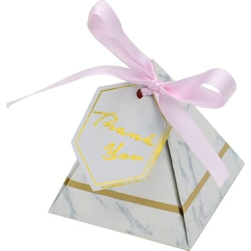 Cone shaped favor box die cutting and printing marble style door gift candy box
