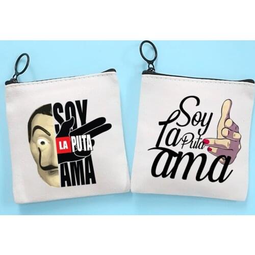 La Casa De Papel Money Heist House of Paper Canvas Coin Purse Coin Purse Collection Canvas Bag Small Wallet Zipper Key Bag Gift