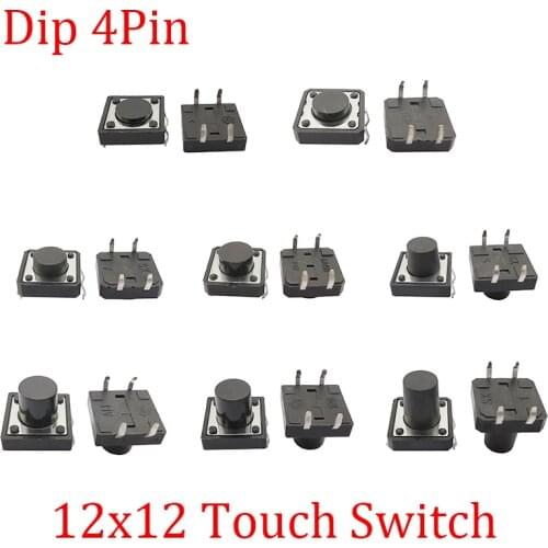 20Pcs/Lot 4 Pin Self-reset Micro DIP Switches 12*12*8-12mm Momentary Tactile Tact Mini Push Button Switch PCB Panel Touch Switch