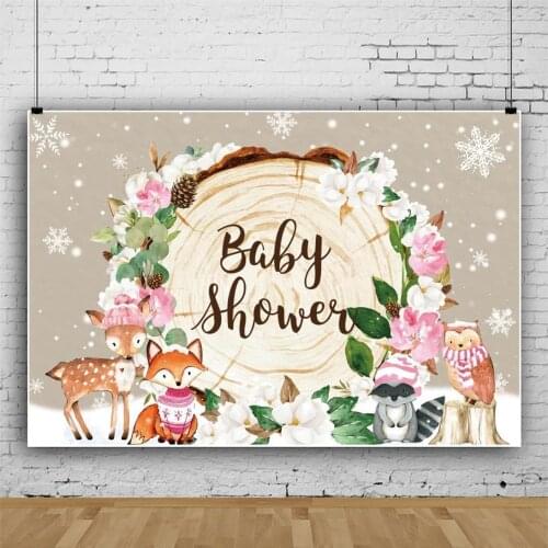 Cartoon Flowers Animal Baby Show Snowflake Background Child Birthday Party Decoration Photography Studio Photo Vinyl Backdrop
