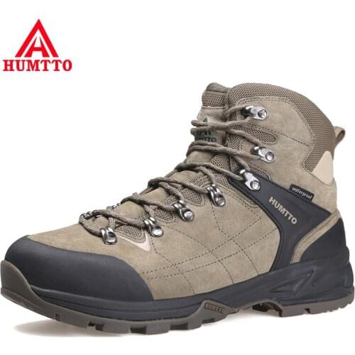 HUMTTO Waterproof Winter Boots Men Leather Platform Sneakers for Mens Rubber Hiking Ankle Boots Designer Work Safety Man Shoes