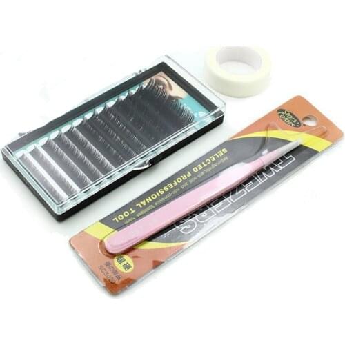 False Eyelashes Extension Set Individual Grafting Mix Eye Lash Gum Adhesive Tweezer Makeup