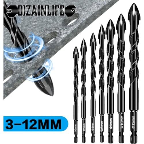 3-12mm Cross Hex Tile Drill Bits Set with Box for Glass Ceramic Concrete Hole Opener Brick Hard Alloy Triangle Bit Tool Kit