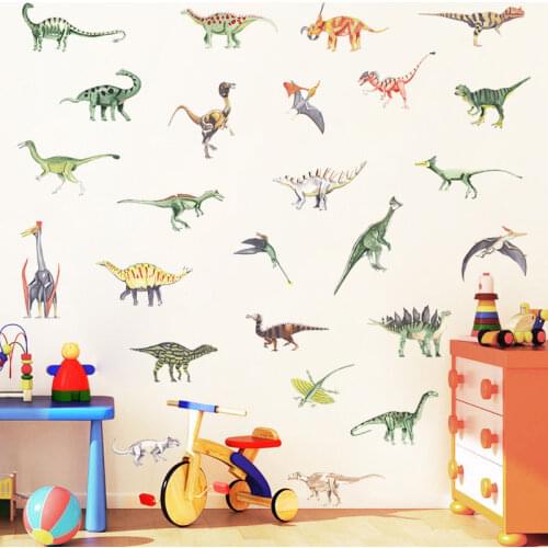 Cartoon dinosaur wall stickers childrens room bedroom nursery kindergarten wall beautification decorative wall stickers