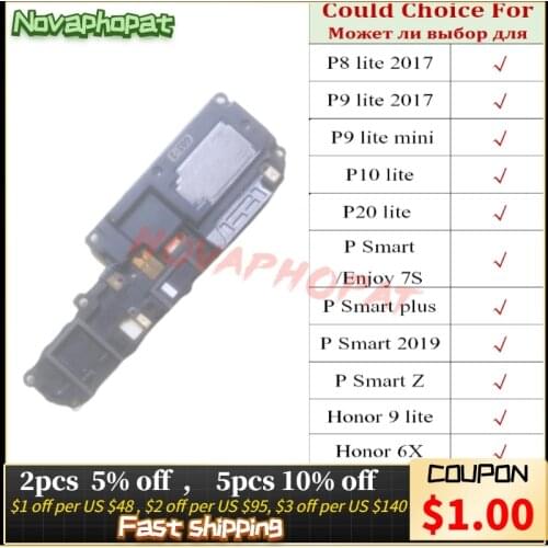 Novaphopat For Huawei P8 P9 P10 P20 Lite Mini 2017 P Smart Plus Z 2019 Buzzer Ringer Loudspeaker Loud Speaker Flex Cable Board