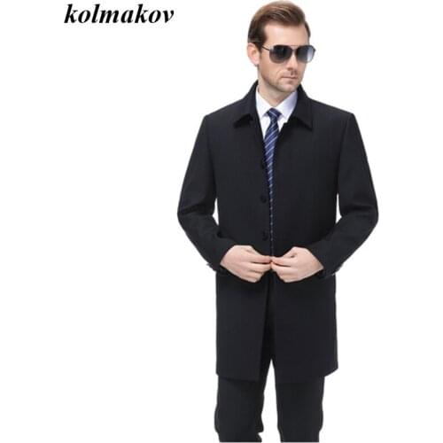 2020 New Arrival Style Men Boutique Trench Coat Business Casual Solid Covered Button Mens Black Jacket Overcoat Size M-4XL
