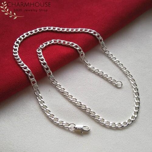 Sterling Silver Necklaces For Women Men 4mm Figaro Chain Long Necklace Collier 16-30 inch Fashion Jewelry Accessory Bijoux Gift