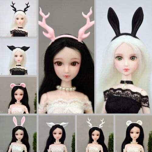 Cute 4pcs/lot Plastic Animal Ear Hairpin Headband Tiara For Barbie Doll Accessories Hair Hoop Headwear Hairwear 1/6 Dolls Toys