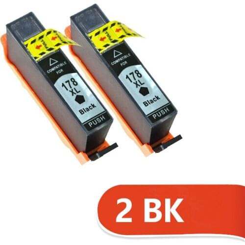 2X Black XiongCai Compatible ink cartridges For HP 178 Photosmart B8553 C5383 D5463 B010 B109c B110a Printer For HP178 XL 178XL
