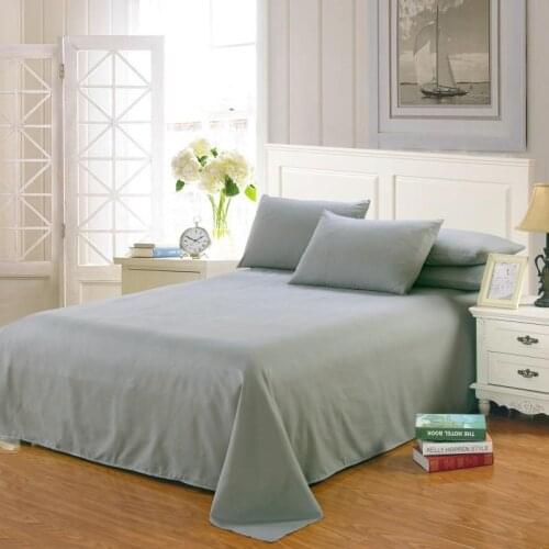 Bedding flat Sheet Simple style Solid Color Flat Sheets Combed Bed Sheet Bedding Linen for King Queen Size gray pink blue color