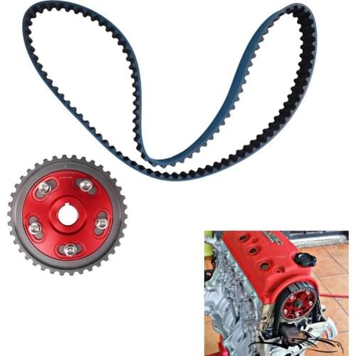 AU05 -Racing Timing Belt + Adjustable Cam Gear Kit for Honda Civic D16 D16Z D16Y 92-00 Red