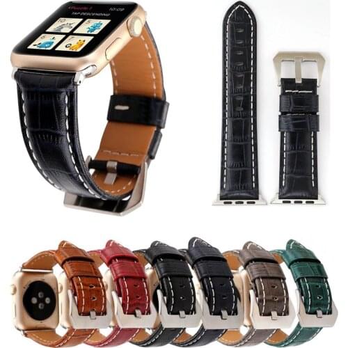 Genuine Leather Crocodile Pattern Strap For Apple Watch 38MM 42MM Watchbands Wrist Band For iWatch Series 1 Series 2 Series 3