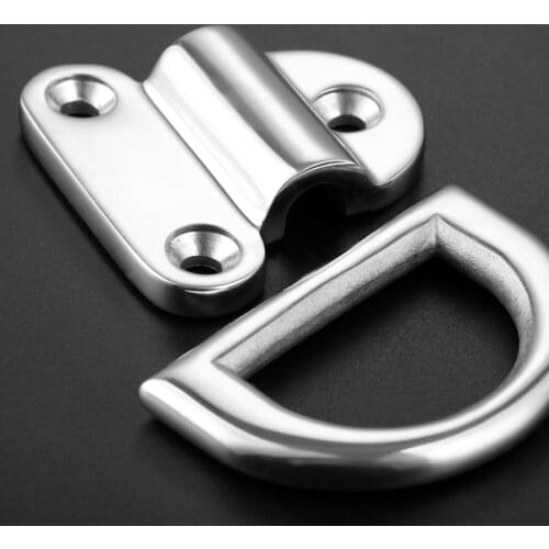 Marine Boat Yacht Folding Pad Eye Deck Lashing D Ring With Cleat Plate Hardware Rowing Boats Accessories Stainless Steel 316