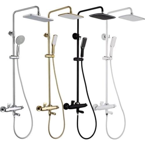 4 colors Newest luxury bathroom big rain shower mixer taps gold shower set and black shower faucet all copper white bath shower