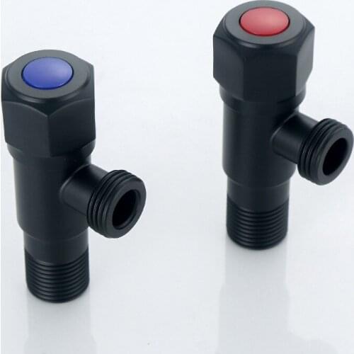 2Pcs/Set Angle Valve 304 Stainless Steel BlackToilet Valve Kitchen Sink Tap Triangle Valve Hot and Cold G1/2' Water Heater