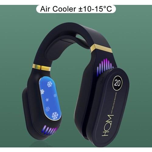 Mini Neck Fan Air Cooler Bladeless Fan USB Rechargeable Leafless Fans Cooling Conditioner Wearable Neckband Fan With Warm Heater