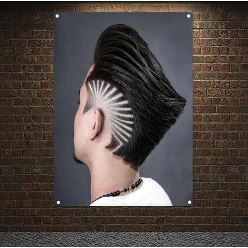 Sunset Hardline Design Sculpt Hair Posters Mens Carving Hairstyle Posters Wall Art Barber Shop Decor Edgy Hairstyles For Guys
