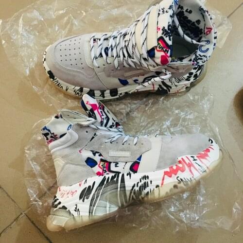 Black& Street Graffiti platform women Boots suede leather+ canvas women comfortable G BOOTS