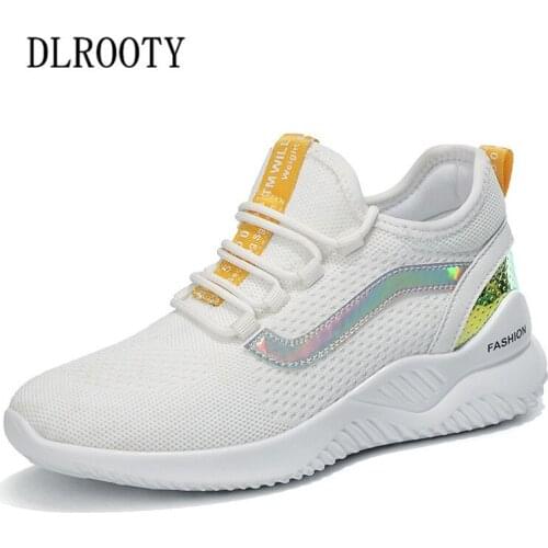 Women Sneakers Flats Casual Shoes Fashion Outdoor Breathable Knit Upper Couple Lace Up Female Socks Platform Chunky Walking