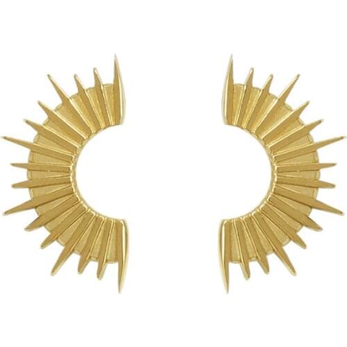 Stainless Steel Semicircular Needle Design C-shaped Stud Earrings Plated For Womens 2021 Trends Steampunk Accessories Jewelry