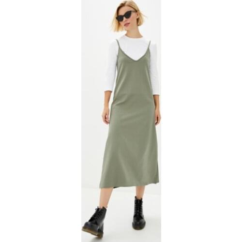 Ladies Summer Casual Spaghetti Strap Dress V-neck Sleeveless Backless Style Solid Color Pullover Long Dress 2021 New Fashion
