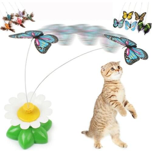 1 Piece Cat Toy Electric Rotating Butterfly Bird Rod Wire Cat Teaser Toys For Pet Cats Kittens random