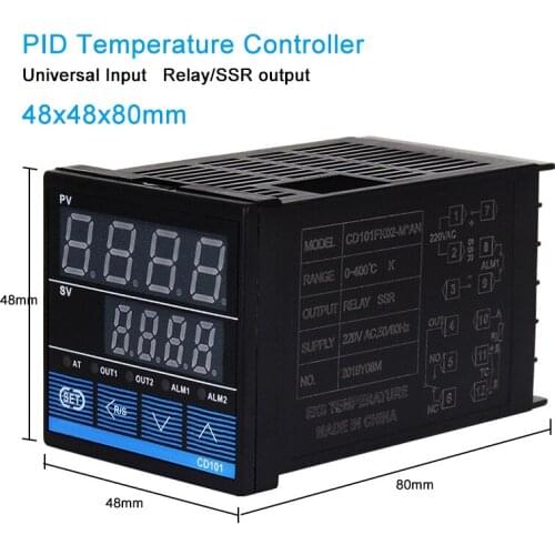 48*48mm PID Temperature Controller Relay SSR Output Universal Input K J PT100