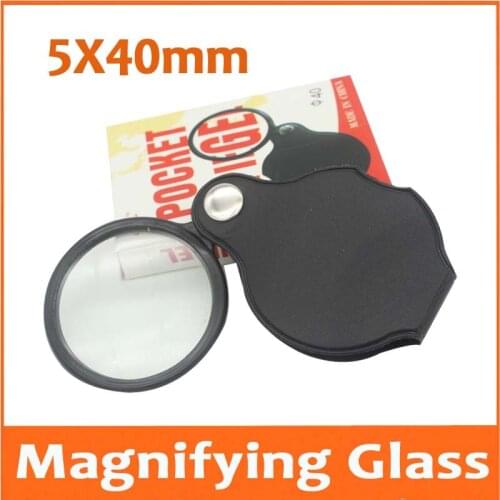 5pcs 5X 40mm Lens Loupe Pocket Ultra-thin Portable Magnifier Elderly Toy Gift Reading Handheld Magnifying Glass for Children