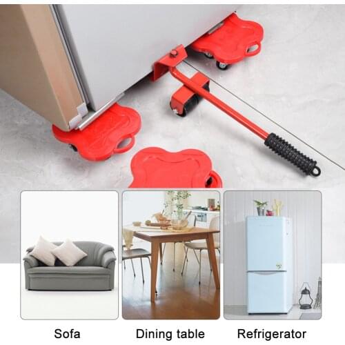 5pcs Furniture Mover Tool Furniture Transport Roller Set Removal Lifting Object Mobile Slides Trolley Lifter Heavy Stuffs Moving