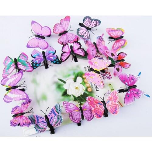 50pcs Fairy Fake Butterfly Hairpin Woodland Party Favor Kid Barrette Cute Theme Party Girls Animal Flying Butterfly Hair Clip