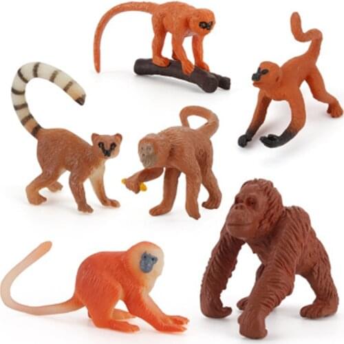 New 6Pcs Simulation wild Animals Model Toys Sets Animal monkey Golden monkey Plastic Action Figures Educational Toy Figure Gift