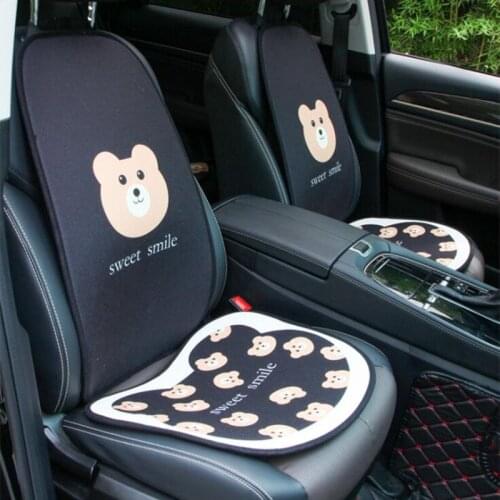 Cartoon cotton and linen car seat creative bear three-piece car seat cushion wholesale car dual-use seat cushion